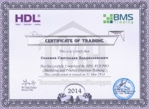 Сертификат о прохождении стажировки "HDL"
